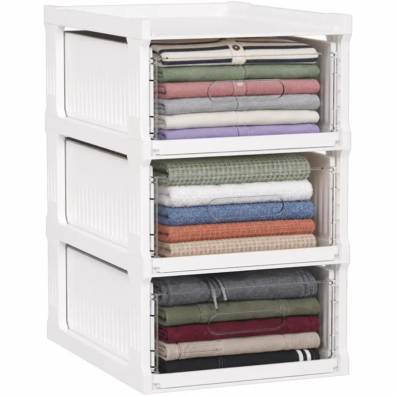 Stackable Storage Drawer System with Slide-Out Bins