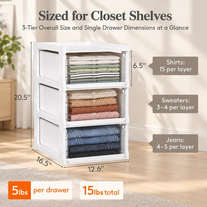 Stackable Storage Drawer System with Slide-Out Bins