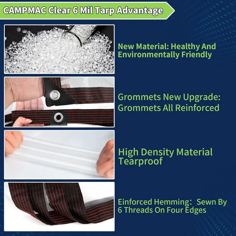 10x13ft Durable Transparent Heavy-Duty Tarpaulin