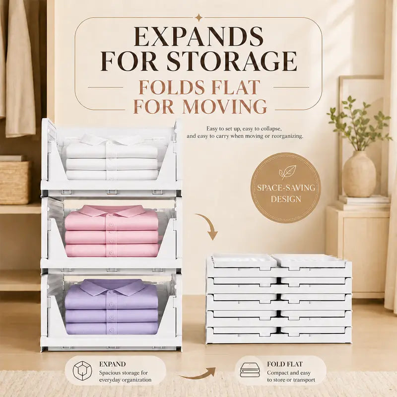 Wardrobe Storage Baskets & Multifunctional Stackable Storage Boxes - Space-Saving Storage