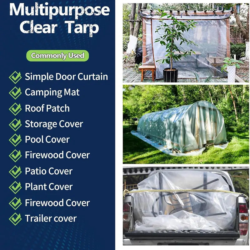 10x13ft Durable Transparent Heavy-Duty Tarpaulin