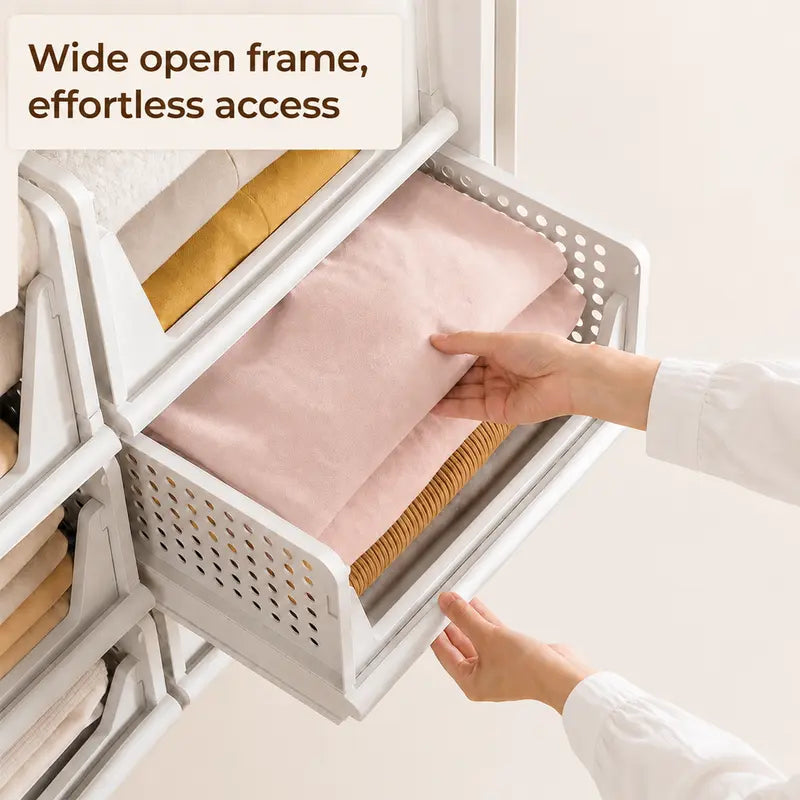 Wardrobe Storage Baskets & Multifunctional Stackable Storage Boxes - Space-Saving Storage