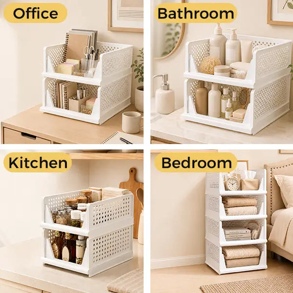 Wardrobe Storage Baskets & Multifunctional Stackable Storage Boxes - Space-Saving Storage